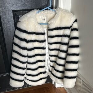 GAP Black and White Faux Fur Jacket